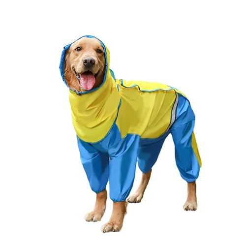 XXLI Hunde-Regenmantel, wasserdicht, für große Hunde, leichte Regenjacke, 4 Beine, Haustierponcho mit Kapuze, Regenbekleidung mit Loch für die Leine und Schwanzabdeckung für männliche und weibliche von XXLI