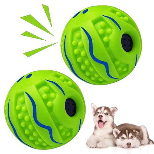 XXRXW 7 cm großer Kicherball für Hunde, interaktives Hundespielzeug, quietschender Klangball für IQ-Training, Zahnreinigung, Herdenbälle, Wackelball, Welpen, 2 Stück von XXRXW