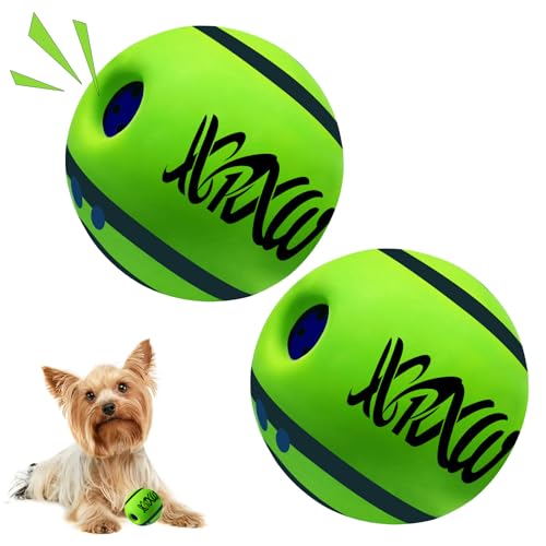 XXRXW Kleiner Wackelball für Hunde, 7 cm, interaktives Quietschspielzeug, lustiges Wag-Kichergeräusch für IQ-Training, Zahnreinigung, drinnen und draußen, sicheres Geschenk für Welpen, 2 Stück von XXRXW