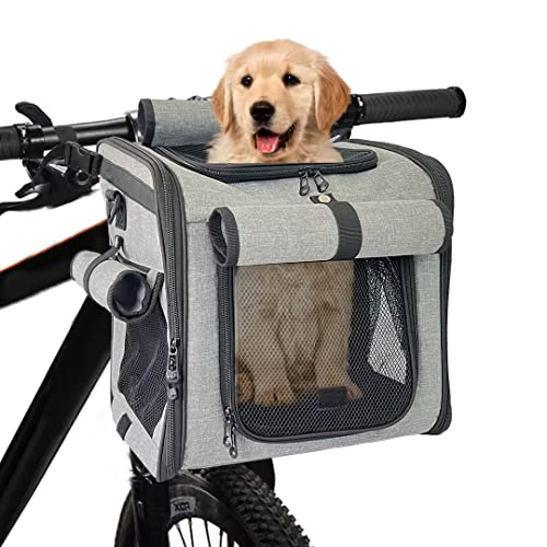 XXXLION Fahrradkorb für Hunde, mit Netzfenstern für kleine Hunde, Katzen, Welpen, einfache Sicherheit mit verstellbaren Riemen, hält Tasche vorne Fahrrad und Autositz von XXXLION