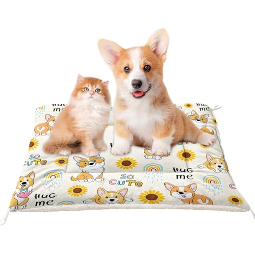 XYNHML Kawaii Corgi Orthopädische Hundebett-Matte mit Sonnenblumen-Motiv, 76,2 x 66 cm, bequeme Hundehütte, bedruckt, waschbar, Schlafmatte für kleine, mittelgroße und große Hunde und Katzen, für die XYNHML Kawaii Corgi Orthopädische Hundebett-Matte mit Sonnenblumen-Motiv, 76,2 x 66 cm, bequeme Hundehütte, bedruckt, waschbar, Schlafmatte für kleine, mittelgroße und große Hunde und Katzen, für die von XYNHML