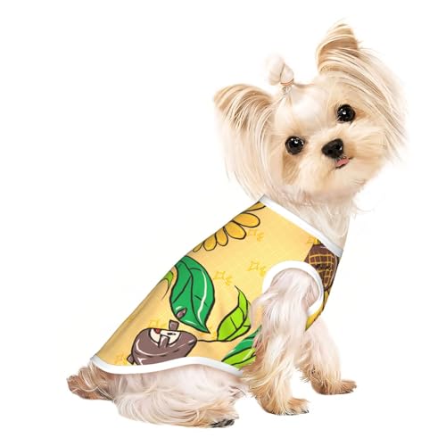 Atmungsaktives ärmelloses T-Shirt mit Sonnenblumenkernen und Sonnenblumen, Größe S für kleine Hunde und Katzen, weich, bequem, stilvoll Atmungsaktives ärmelloses T-Shirt mit Sonnenblumenkernen und Sonnenblumen, Größe S für kleine Hunde und Katzen, weich, bequem, stilvoll von XZDAL