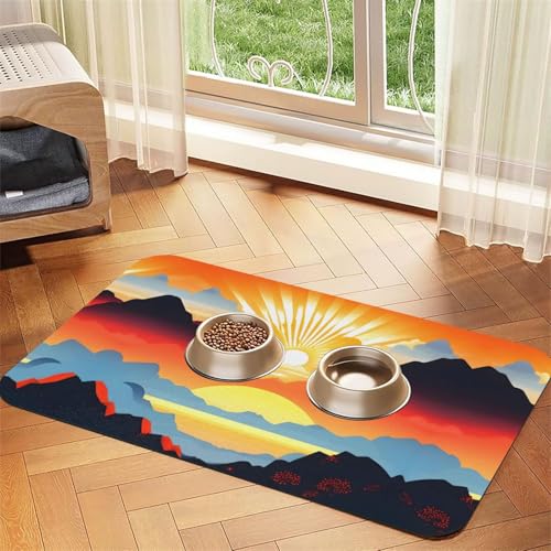 Bright Sunrise Haustier-Futtermatte, saugfähig, Leder, rutschfest, 30 x 45 cm, schnell trocknend, wasserdicht, waschbar, Napfunterlage Bright Sunrise Haustier-Futtermatte, saugfähig, Leder, rutschfest, 30 x 45 cm, schnell trocknend, wasserdicht, waschbar, Napfunterlage von XZDAL