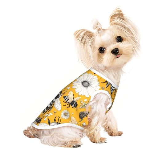 Cartoon-Biene Haustier-T-Shirt, atmungsaktiv, ärmellos, Größe M, für kleine Hunde und Katzen, weich, bequem, stilvoll Cartoon-Biene Haustier-T-Shirt, atmungsaktiv, ärmellos, Größe M, für kleine Hunde und Katzen, weich, bequem, stilvoll von XZDAL