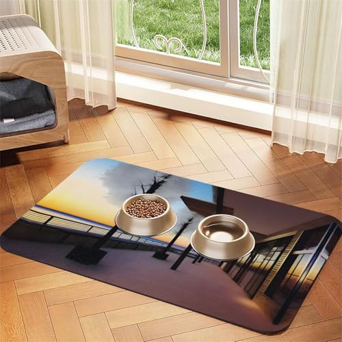 ChillingChills Haustier-Matte, saugfähig, Leder, rutschfest, 40 x 60 cm, schnell trocknend, wasserdicht, waschbar, Napfunterlage von XZDAL
