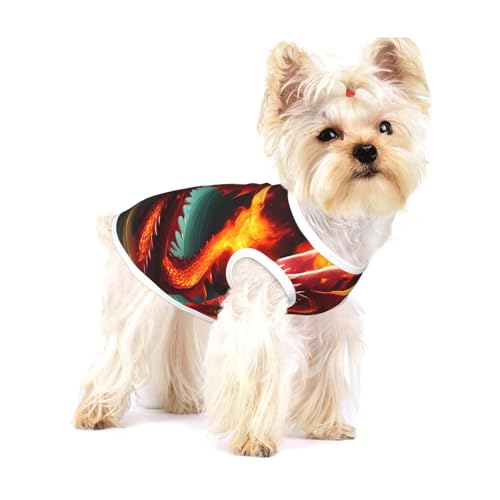 Dragon King in Fire Hundeweste aus Baumwolle, Größe S, atmungsaktiv, bequem, stilvolle Bekleidung für Haustiere Dragon King in Fire Hundeweste aus Baumwolle, Größe S, atmungsaktiv, bequem, stilvolle Bekleidung für Haustiere von XZDAL