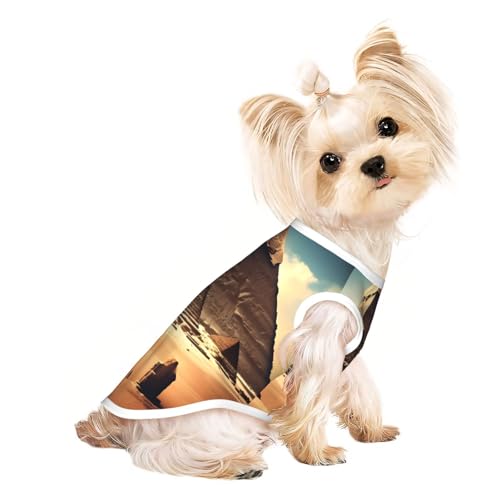Dreaming of the Pyramids of Khufu Haustier-T-Shirt, atmungsaktiv, ärmellos, Größe S, für kleine Hunde und Katzen, weich, bequem, stilvoll Dreaming of the Pyramids of Khufu Haustier-T-Shirt, atmungsaktiv, ärmellos, Größe S, für kleine Hunde und Katzen, weich, bequem, stilvoll von XZDAL