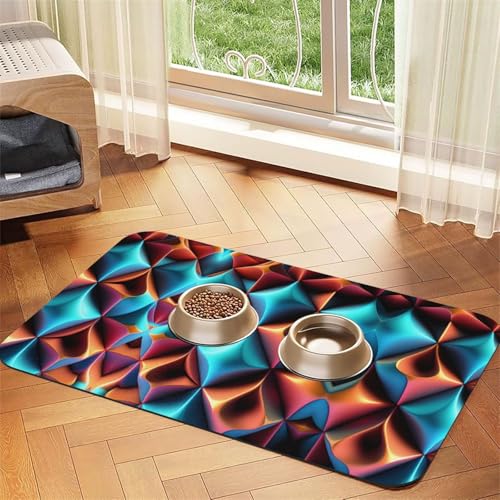 Dreidimensionale farbige Diamanten, saugfähiges Leder, rutschfeste Futtermatte, 30 x 45 cm, schnell trocknend, wasserdicht, waschbar, Napfunterlage Dreidimensionale farbige Diamanten, saugfähiges Leder, rutschfeste Futtermatte, 30 x 45 cm, schnell trocknend, wasserdicht, waschbar, Napfunterlage von XZDAL