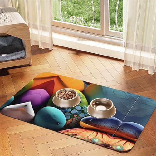 Farbige Steine, saugfähiges Leder, rutschfeste Futtermatte, 30 x 45 cm, schnell trocknend, wasserdicht, waschbar, Napfunterlage Farbige Steine, saugfähiges Leder, rutschfeste Futtermatte, 30 x 45 cm, schnell trocknend, wasserdicht, waschbar, Napfunterlage von XZDAL