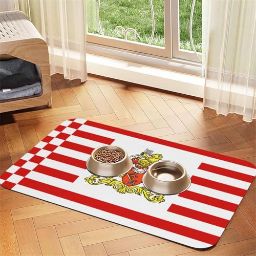 Flagge des Senats von Bremen, saugfähig, Leder, rutschfest, 30 x 45 cm, schnell trocknend, wasserdicht, waschbar, Napfunterlage Flagge des Senats von Bremen, saugfähig, Leder, rutschfest, 30 x 45 cm, schnell trocknend, wasserdicht, waschbar, Napfunterlage von XZDAL