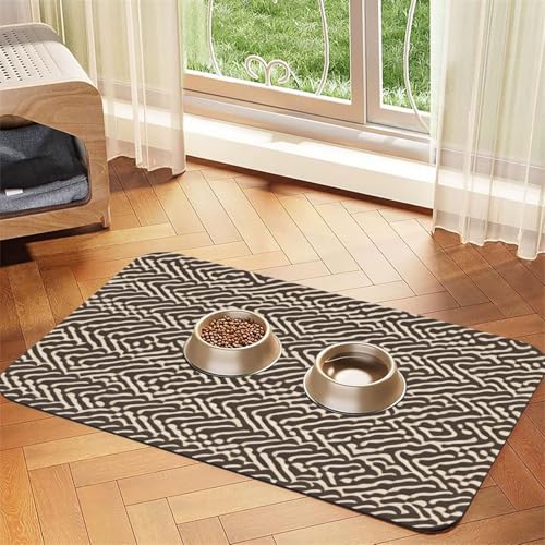 Futtermatte für Haustiere, aus Köper, gestreift, saugfähig, Leder, rutschfest, 30 x 45 cm, schnell trocknend, wasserdicht, waschbar, Napfunterlage Futtermatte für Haustiere, aus Köper, gestreift, saugfähig, Leder, rutschfest, 30 x 45 cm, schnell trocknend, wasserdicht, waschbar, Napfunterlage von XZDAL