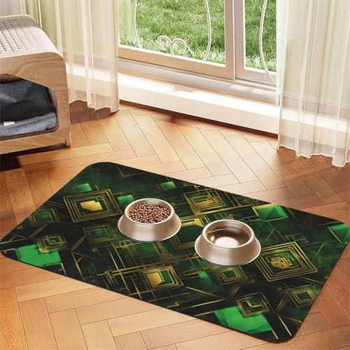 Futtermatte für Haustiere, saugfähig, Leder, rutschfest, 30 x 45 cm, schnell trocknend, wasserdicht, waschbar, Schwarz und Grün Futtermatte für Haustiere, saugfähig, Leder, rutschfest, 30 x 45 cm, schnell trocknend, wasserdicht, waschbar, Schwarz und Grün von XZDAL