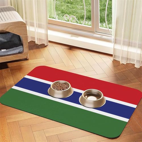 Gambia-Flagge für Haustiere, saugfähig, Leder, rutschfest, 30 x 45 cm, schnell trocknend, wasserdicht, waschbar, Napfunterlage Gambia-Flagge für Haustiere, saugfähig, Leder, rutschfest, 30 x 45 cm, schnell trocknend, wasserdicht, waschbar, Napfunterlage von XZDAL