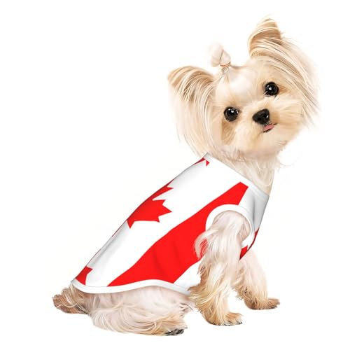Haustier-T-Shirt mit kanadischer Flagge, atmungsaktiv, ärmellos, Größe S für kleine Hunde und Katzen, weich, bequem, stilvoll Haustier-T-Shirt mit kanadischer Flagge, atmungsaktiv, ärmellos, Größe S für kleine Hunde und Katzen, weich, bequem, stilvoll von XZDAL