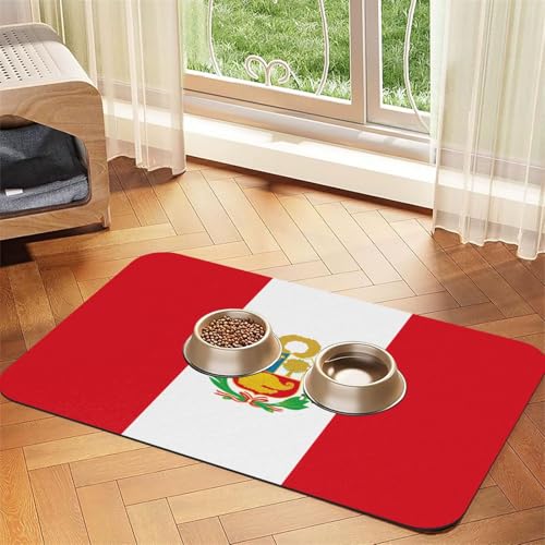 Hundematte mit Flagge von Peru, saugfähig, Leder, rutschfest, 30 x 45 cm, schnell trocknend, wasserdicht, waschbar, Napfunterlage Hundematte mit Flagge von Peru, saugfähig, Leder, rutschfest, 30 x 45 cm, schnell trocknend, wasserdicht, waschbar, Napfunterlage von XZDAL