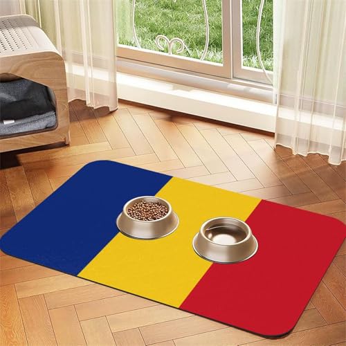 Hundematte mit Flagge von Rumänien, saugfähig, Leder, rutschfest, 40 x 60 cm, schnell trocknend, wasserdicht, waschbar, Napfunterlage Hundematte mit Flagge von Rumänien, saugfähig, Leder, rutschfest, 40 x 60 cm, schnell trocknend, wasserdicht, waschbar, Napfunterlage von XZDAL
