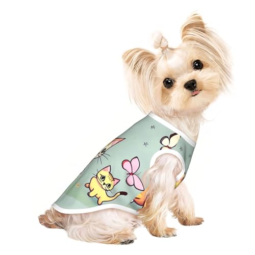 Kätzchen-Schmetterlings-Haustier-T-Shirt, atmungsaktiv, ärmellos, Größe M, für kleine Hunde und Katzen, weich, bequem, stilvoll Kätzchen-Schmetterlings-Haustier-T-Shirt, atmungsaktiv, ärmellos, Größe M, für kleine Hunde und Katzen, weich, bequem, stilvoll von XZDAL