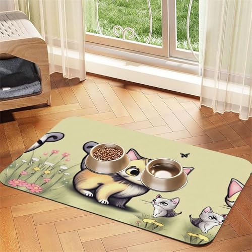 Katzen- und Schmetterlings-Futtermatte, saugfähig, Leder, rutschfest, 30 x 45 cm, schnell trocknend, wasserdicht, waschbar, Napfunterlage Katzen- und Schmetterlings-Futtermatte, saugfähig, Leder, rutschfest, 30 x 45 cm, schnell trocknend, wasserdicht, waschbar, Napfunterlage von XZDAL