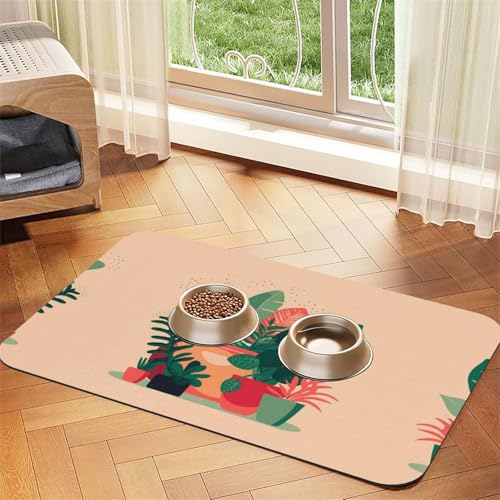 Kleine grüne Pflanzen für den Innenbereich, saugfähig, Leder, rutschfest, 30 x 45 cm, schnell trocknend, wasserdicht, waschbar, Napfunterlage Kleine grüne Pflanzen für den Innenbereich, saugfähig, Leder, rutschfest, 30 x 45 cm, schnell trocknend, wasserdicht, waschbar, Napfunterlage von XZDAL