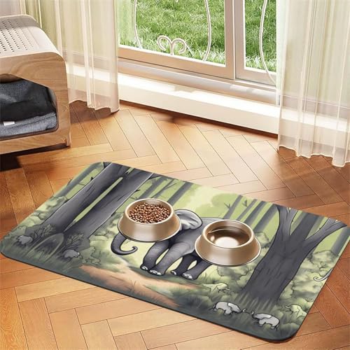 Laufende Elefanten-Futtermatte, saugfähig, Leder, rutschfest, 40 x 60 cm, schnell trocknend, wasserdicht, waschbar, Napfunterlage Laufende Elefanten-Futtermatte, saugfähig, Leder, rutschfest, 40 x 60 cm, schnell trocknend, wasserdicht, waschbar, Napfunterlage von XZDAL