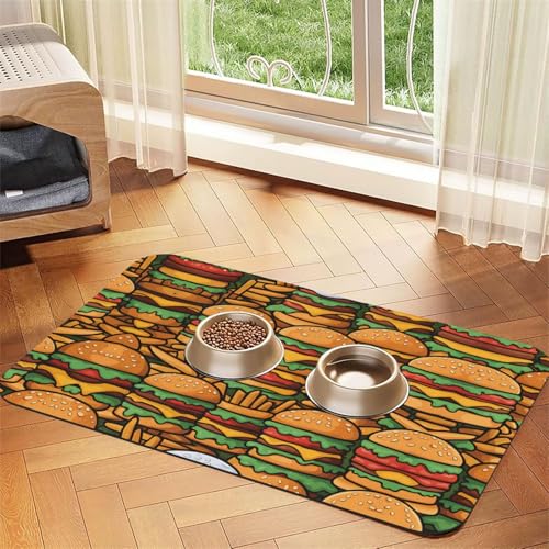 Many Cute Burgers Pet Absorbent Leather Non-Slip Feeding Mat 30x45cm, Quick Drying, Waterproof, Washable Bowl Mat Many Cute Burgers Pet Absorbent Leather Non-Slip Feeding Mat 30x45cm, Quick Drying, Waterproof, Washable Bowl Mat von XZDAL