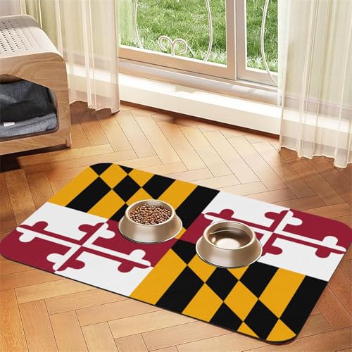 Maryland State Flag Pet Absorbent Leather Non-Slip Feeding Mat 40x60cm, Quick Drying, Waterproof, Washable Bowl Mat von XZDAL