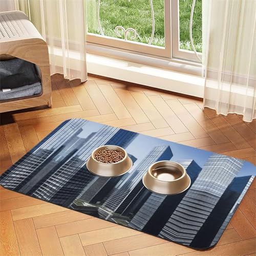Moderne Wolkenkratzer für Haustiere, saugfähig, Leder, rutschfest, 40 x 60 cm, schnell trocknend, wasserdicht, waschbar, Napfunterlage Moderne Wolkenkratzer für Haustiere, saugfähig, Leder, rutschfest, 40 x 60 cm, schnell trocknend, wasserdicht, waschbar, Napfunterlage von XZDAL