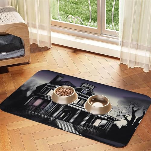 MorbidMansion Haustier-Matte, saugfähig, Leder, rutschfest, 30 x 45 cm, schnell trocknend, wasserdicht, waschbar, Napfunterlage von XZDAL