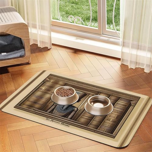 Mummy Mystery Haustier-Futtermatte, saugfähig, Leder, rutschfest, 40 x 60 cm, schnell trocknend, wasserdicht, waschbar, Napfunterlage Mummy Mystery Haustier-Futtermatte, saugfähig, Leder, rutschfest, 40 x 60 cm, schnell trocknend, wasserdicht, waschbar, Napfunterlage von XZDAL