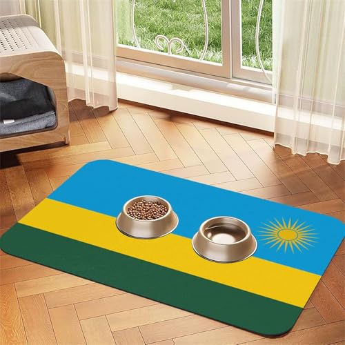 Napfunterlage für Haustiere, Motiv: Flagge Ruandas, saugfähig, Leder, rutschfest, 30 x 45 cm, schnell trocknend, wasserdicht, waschbar von XZDAL