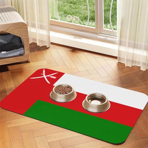 Napfunterlage mit Flagge von Oman, saugfähig, Leder, rutschfest, 40 x 60 cm, schnell trocknend, wasserdicht, waschbar, Napfunterlage Napfunterlage mit Flagge von Oman, saugfähig, Leder, rutschfest, 40 x 60 cm, schnell trocknend, wasserdicht, waschbar, Napfunterlage von XZDAL