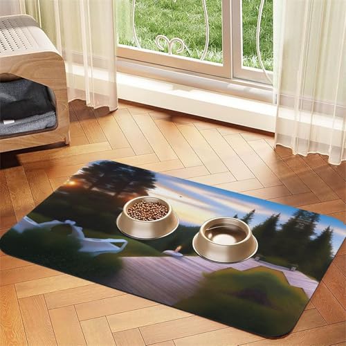 Outdoor Escape Haustier-Futtermatte, saugfähig, Leder, rutschfest, 40 x 60 cm, schnell trocknend, wasserdicht, waschbar, Napfunterlage von XZDAL