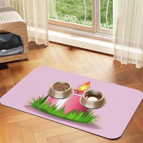Pink Candle Haustier-Matte, saugfähig, Leder, rutschfest, 30 x 45 cm, schnell trocknend, wasserdicht, waschbar, Napfunterlage Pink Candle Haustier-Matte, saugfähig, Leder, rutschfest, 30 x 45 cm, schnell trocknend, wasserdicht, waschbar, Napfunterlage von XZDAL