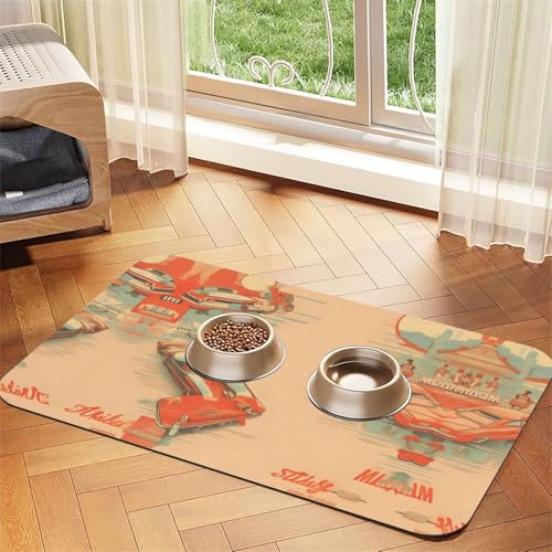 Plakat Auto Haustier saugfähige Leder rutschfeste Futtermatte 40 x 60 cm, schnell trocknend, wasserdicht, waschbar, Napfunterlage Plakat Auto Haustier saugfähige Leder rutschfeste Futtermatte 40 x 60 cm, schnell trocknend, wasserdicht, waschbar, Napfunterlage von XZDAL