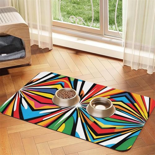 Pop Art Burst Haustier-Futtermatte, saugfähig, Leder, rutschfest, 30 x 45 cm, schnell trocknend, wasserdicht, waschbar, Napfunterlage Pop Art Burst Haustier-Futtermatte, saugfähig, Leder, rutschfest, 30 x 45 cm, schnell trocknend, wasserdicht, waschbar, Napfunterlage von XZDAL