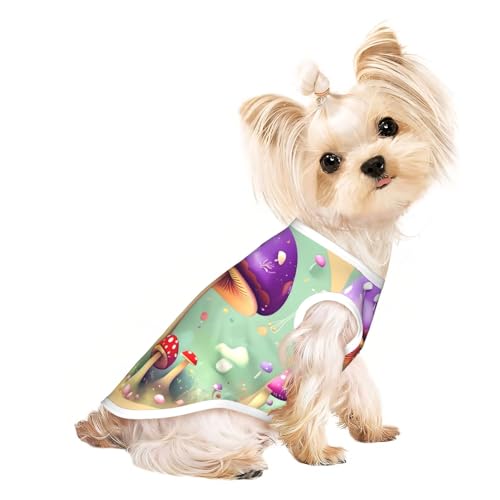 Purple Dream Mushroom Haustier-T-Shirt, atmungsaktiv, ärmellos, Größe S für kleine Hunde und Katzen, weich, bequem, stilvoll Purple Dream Mushroom Haustier-T-Shirt, atmungsaktiv, ärmellos, Größe S für kleine Hunde und Katzen, weich, bequem, stilvoll von XZDAL