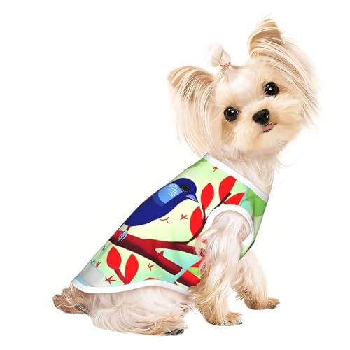 Red Leaf Bird Pet atmungsaktives ärmelloses T-Shirt L für kleine Hunde und Katzen, weich, bequem, stilvoll Red Leaf Bird Pet atmungsaktives ärmelloses T-Shirt L für kleine Hunde und Katzen, weich, bequem, stilvoll von XZDAL