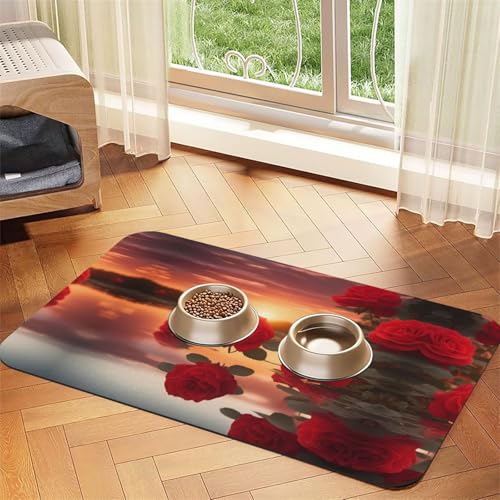Red roses at sunset Haustiermatte, saugfähig, Leder, rutschfest, 30 x 45 cm, schnell trocknend, wasserdicht, waschbar, Napfunterlage Red roses at sunset Haustiermatte, saugfähig, Leder, rutschfest, 30 x 45 cm, schnell trocknend, wasserdicht, waschbar, Napfunterlage von XZDAL
