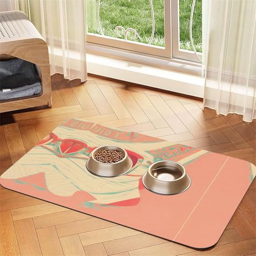 Rutschfeste Futternapfmatte für Haustiere, Retro-Design, saugfähig, Leder, 30 x 45 cm, schnell trocknend, wasserdicht, waschbar Rutschfeste Futternapfmatte für Haustiere, Retro-Design, saugfähig, Leder, 30 x 45 cm, schnell trocknend, wasserdicht, waschbar von XZDAL