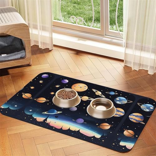 Saturn Jupiter Earth Haustiermatte, saugfähig, Leder, rutschfest, 40 x 60 cm, schnell trocknend, wasserdicht, waschbar, Napfunterlage Saturn Jupiter Earth Haustiermatte, saugfähig, Leder, rutschfest, 40 x 60 cm, schnell trocknend, wasserdicht, waschbar, Napfunterlage von XZDAL