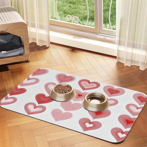 Saugfähige Futtermatte aus Leder, Herzform, 30 x 45 cm, schnell trocknend, wasserdicht, waschbar, Napfunterlage von XZDAL
