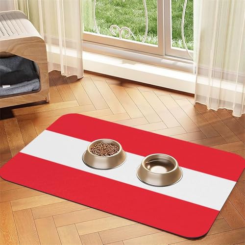 Saugfähige Futtermatte aus Leder, Motiv: Österreichische Flagge, 30 x 45 cm, schnell trocknend, wasserdicht, waschbar, Napfunterlage Saugfähige Futtermatte aus Leder, Motiv: Österreichische Flagge, 30 x 45 cm, schnell trocknend, wasserdicht, waschbar, Napfunterlage von XZDAL