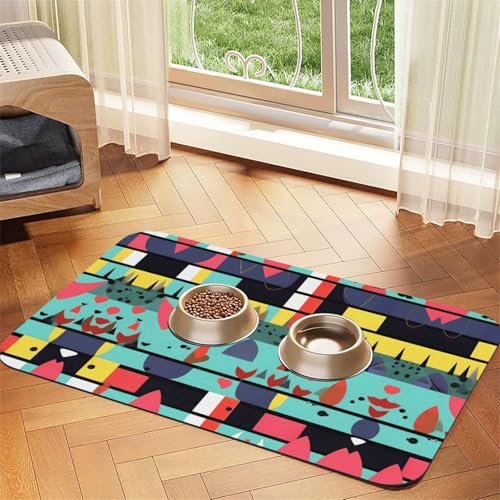 Saugfähige Futtermatte aus Leder, geometrische Muster, 40 x 60 cm, schnell trocknend, wasserdicht, waschbar, Napfunterlage Saugfähige Futtermatte aus Leder, geometrische Muster, 40 x 60 cm, schnell trocknend, wasserdicht, waschbar, Napfunterlage von XZDAL