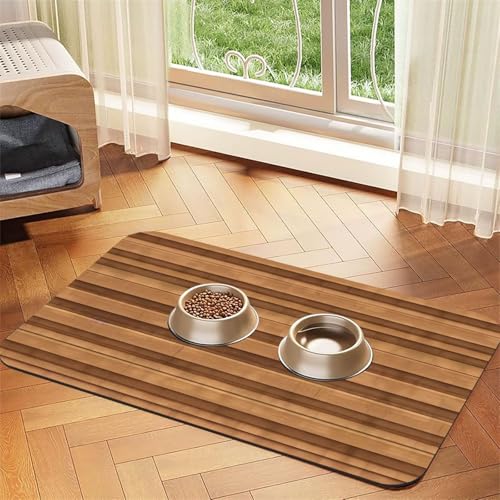 Saugfähige Futtermatte aus Leder, originelle Holzstruktur, 30 x 45 cm, schnell trocknend, wasserdicht, waschbar, Napfunterlage von XZDAL