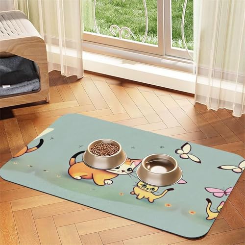 Saugfähige Futtermatte aus Leder mit Schmetterlingen, 40 x 60 cm, schnell trocknend, wasserdicht, waschbar, Napfunterlage Saugfähige Futtermatte aus Leder mit Schmetterlingen, 40 x 60 cm, schnell trocknend, wasserdicht, waschbar, Napfunterlage von XZDAL
