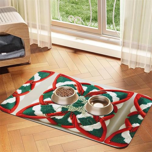 Saugfähiges Leder-Futtermatte aus Wollstoff, 40 x 60 cm, schnell trocknend, wasserdicht, waschbar, Napfunterlage von XZDAL