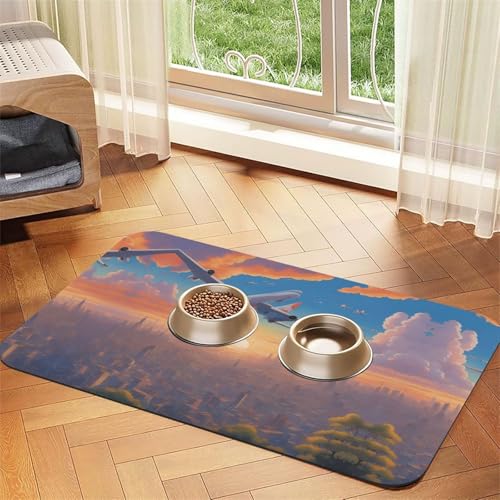 Schöne Matte für Haustiere, saugfähig, Leder, rutschfest, 40 x 60 cm, schnell trocknend, wasserdicht, waschbar, Napfunterlage Schöne Matte für Haustiere, saugfähig, Leder, rutschfest, 40 x 60 cm, schnell trocknend, wasserdicht, waschbar, Napfunterlage von XZDAL