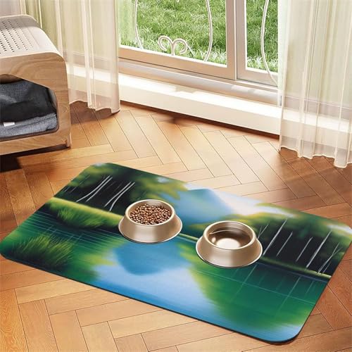 Serene Waters Haustier-Futtermatte, saugfähig, Leder, rutschfest, 40 x 60 cm, schnell trocknend, wasserdicht, waschbar, Napfunterlage Serene Waters Haustier-Futtermatte, saugfähig, Leder, rutschfest, 40 x 60 cm, schnell trocknend, wasserdicht, waschbar, Napfunterlage von XZDAL