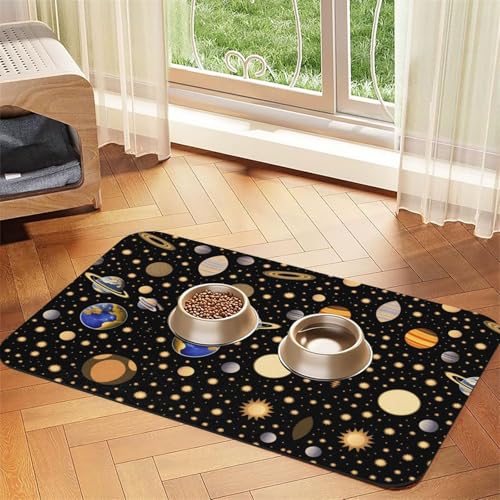 Stars Earth and Darkness Haustier-Futtermatte, saugfähig, Leder, rutschfest, 30 x 45 cm, schnell trocknend, wasserdicht, waschbar, Napfunterlage Stars Earth and Darkness Haustier-Futtermatte, saugfähig, Leder, rutschfest, 30 x 45 cm, schnell trocknend, wasserdicht, waschbar, Napfunterlage von XZDAL