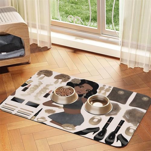 Stylish Glam Haustier-Futtermatte, saugfähig, Leder, rutschfest, 30 x 45 cm, schnell trocknend, wasserdicht, waschbar, Napfunterlage von XZDAL